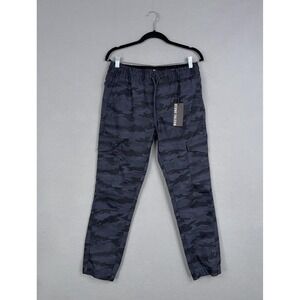 STONE FALCON Pants Mens Medium Blue Camo Cargo Jogger Slim Fit Stretch